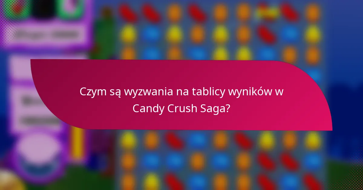 Czym są wyzwania na tablicy wyników w Candy Crush Saga?