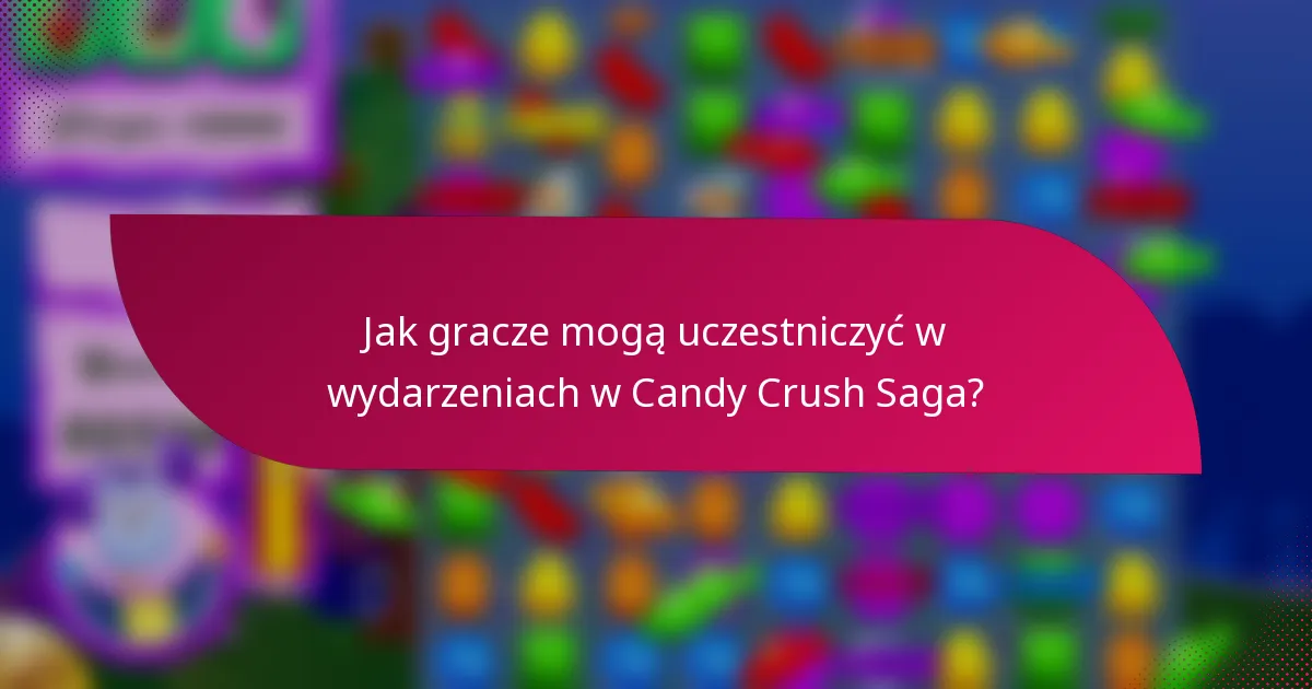 Jak gracze mogą uczestniczyć w wydarzeniach w Candy Crush Saga?
