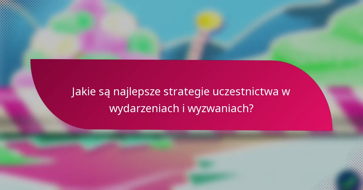 Jakie są najlepsze strategie uczestnictwa w wydarzeniach i wyzwaniach?